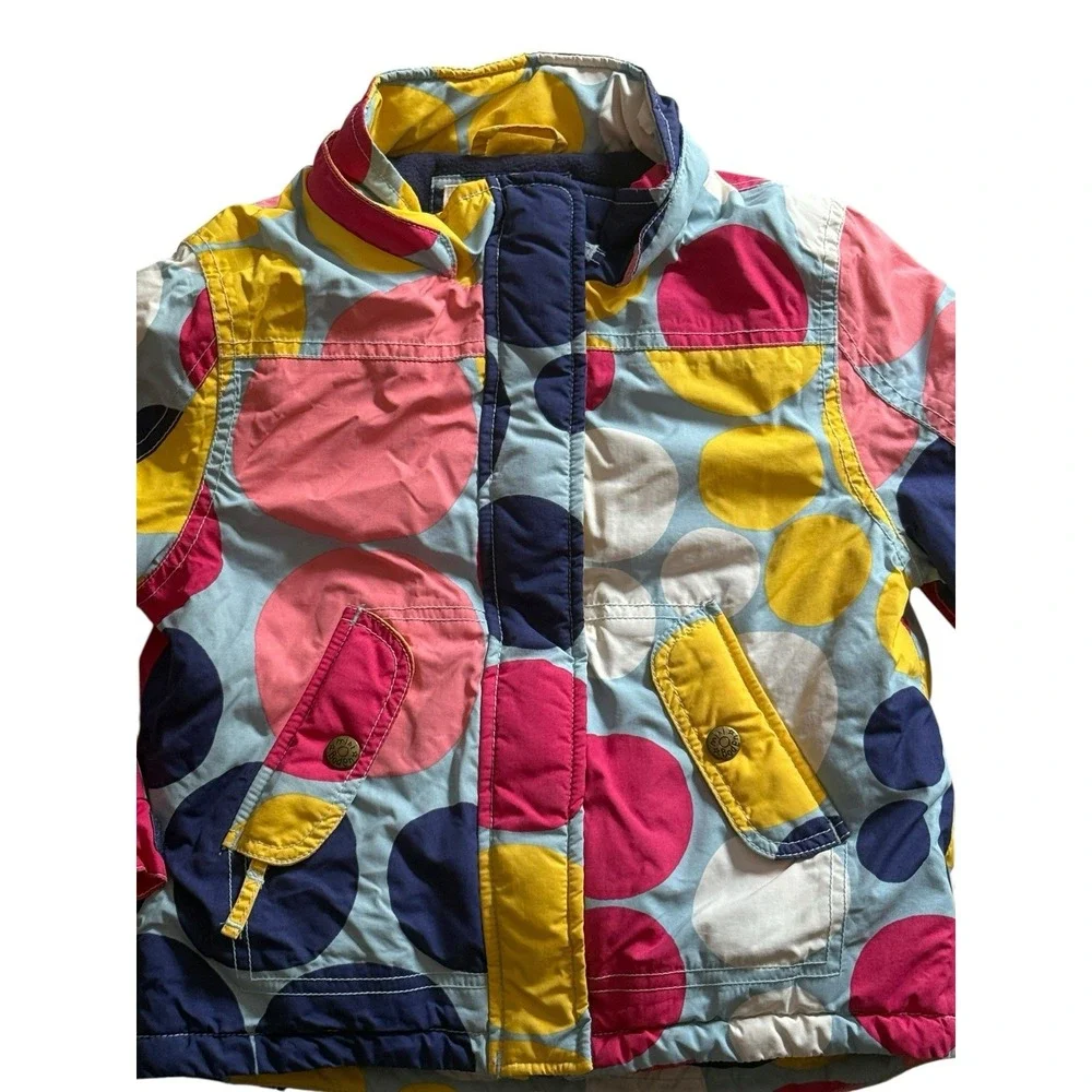 MINI BODEN Girls Kids 3-4 Yrs Ski Coat Blue Spots‎ Winter Snow Lined Zip Snap